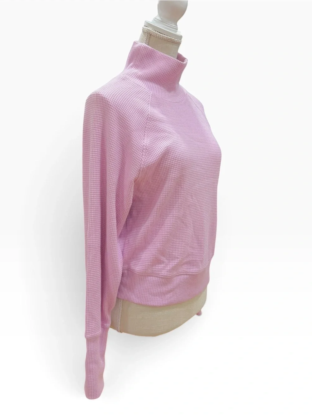 Alo Yoga Sugar Plum Waffle Weekend Escape Mock Neck Sweatshirt Small